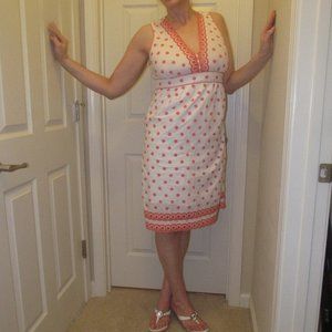 ROBERT GRAHAM-Embroidered Cotton Midi Dress ~ Size L